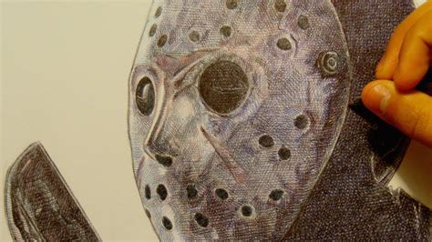 Drawing Jason Voorhees Friday The Th With Ballpoint Pen Youtube