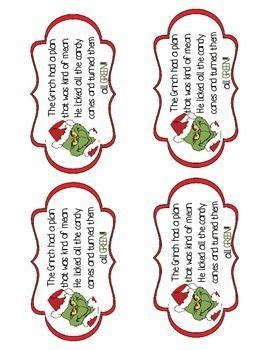 Today's post features a variety of candy cane template printables and candy cane clip art. Grinch Candy Cane Tags | Grinch christmas decorations ...