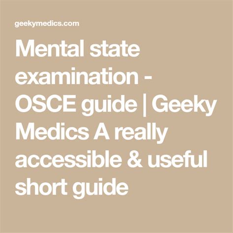 Mental State Examination Osce Guide Geeky Medics A Really