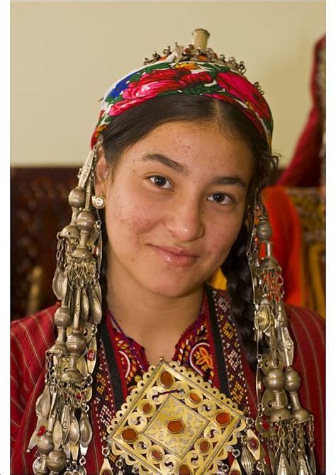 Print Of Turkmen Girl In Traditional Clothes Turkmenistan Central
