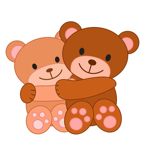 Two Hugging Bears Cute Cartoon Illustration Love And Friendship