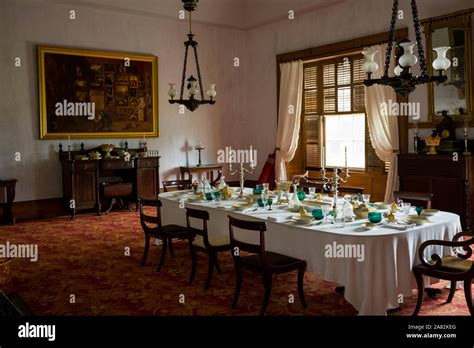 Dining Room Hyde Hall 1817 1834 Cooperstown New York Usa Stock Photo