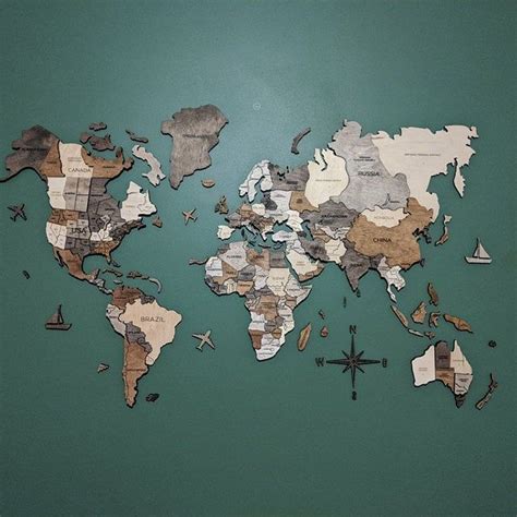 Pared Mapa De Madera Del Mapa Del Mundo Viaje Push Pin Mapa Etsy