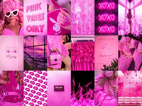 pcs pink neon wall collage kit hot boujee aesthetic room etsy my xxx hot girl