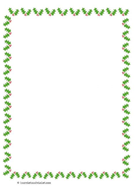 Pirate border paper a4 plain. Christmas Holly Border Paper A4 Portrait Plain Half Lined ...