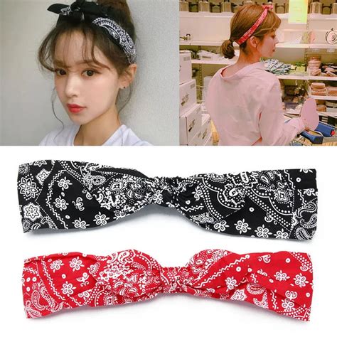 Women Paisley Printing Headbands Retro Bandana Bowknot Hair Band Girls