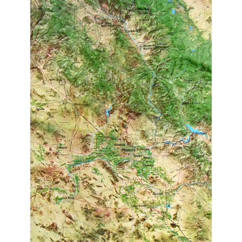 Raised Relief Satellite Photo Map Of Arizona Unframed Wide World