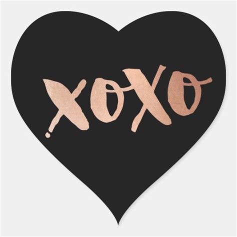 cute love xoxo heart modern rose gold trendy black heart sticker zazzle