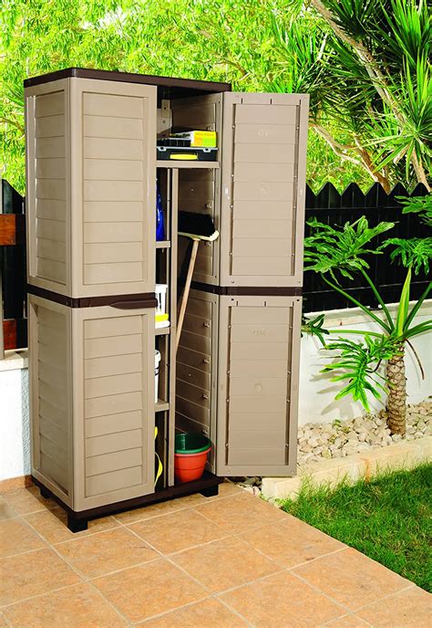 6ft Mocha Plastic Garden Storage Utility Shed Cabinet With Shelves