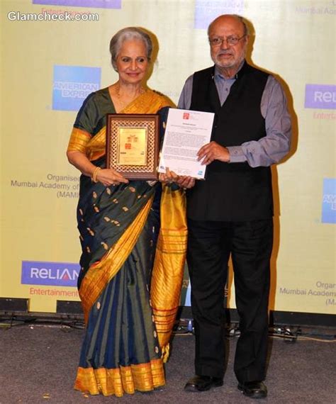 waheeda rehman honored with lifetime achievement award at mumbai film festival — indian fashion