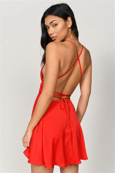 Red Skater Dress Crisscross Back Dress Classic Red Dress 28