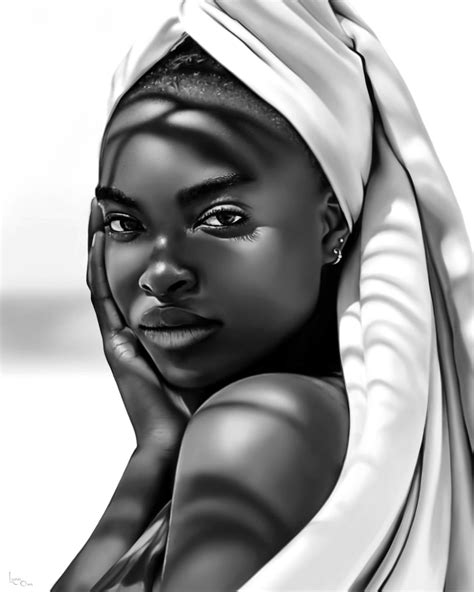 Black And White Portrait Of Beautiful African Woman Digital Etsy