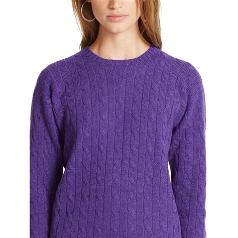 Polo Ralph Lauren Cable Knit Cashmere Sweater In Violet Heather Purple