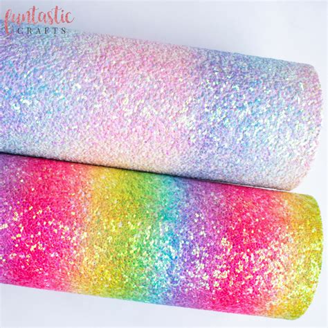 Iridescent Rainbow Chunky Glitter Fabric Sheets For Crafts And Bows