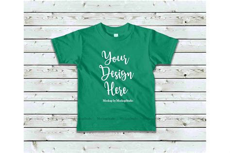 Download Kids Kelly Green Tshirt Mockup, Toddler Shirt Flat Lay Mock