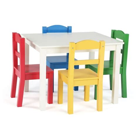 Humble Crew Summit Collection Kids Wood Table And 4 Chairs Set White