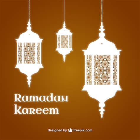 Ramadan Kareem Background With Lanterns Free Vector