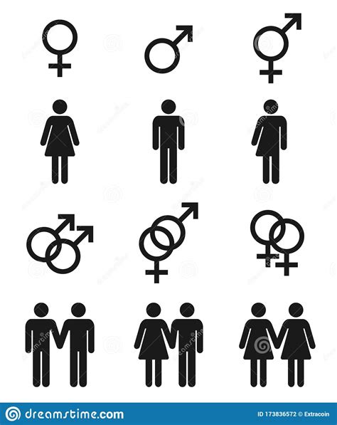 Set Of Gender Symbols Male Female And Transgender Sexual Preference Icons Stock Vector