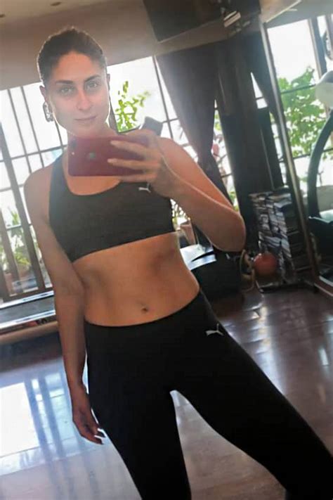 Kareena Kapoor Khan Works Out At Home In A Black Sports Bra Leggings Vogue India