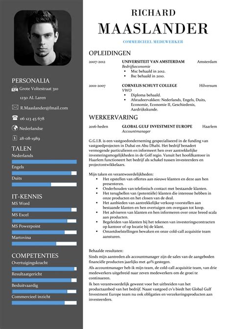 Gratis Cv Sjabloon Voorbeelden Cv Templates Sjablonen