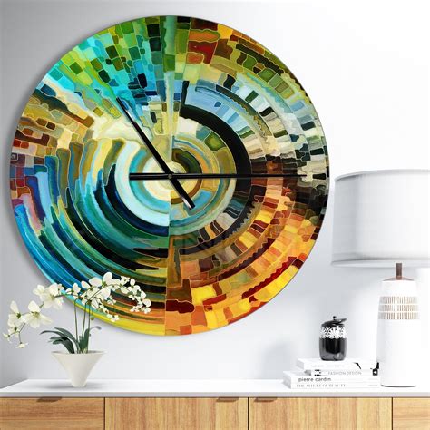 Design Art Designart Paths Of Stained Glass Oversized Modern Wall Clock