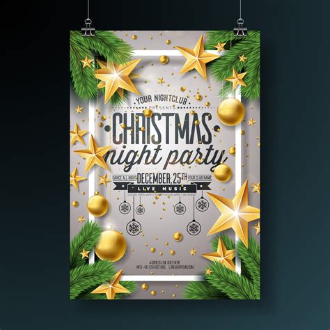 Vector Christmas Party Flyer Design With Holiday Typography Elements