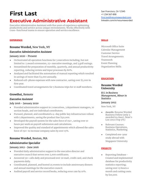 Executive Administrative Assistant Resume Example For 2023 Resume Worded