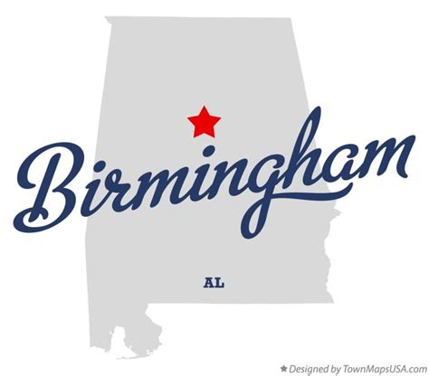 Birmingham Alabama Map Usa Birmingham Pinned On A Map Of Alabama Usa
