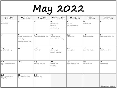 Printable May 2022 Calendar With Holidays 6 Templates Riset