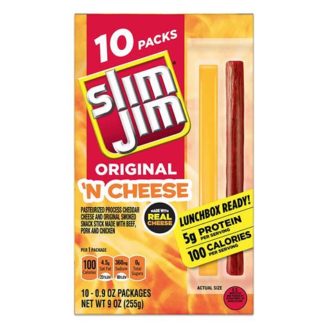 Slim Jim Original N Cheese Smoked Meat Stick Easy On The