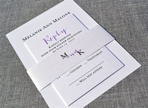Purple Green Calligraphy Modern Casual Wedding Invitation Sample