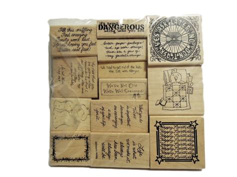Set Of 13 New Wood Mounted Rubber Stamps Various Stamps
