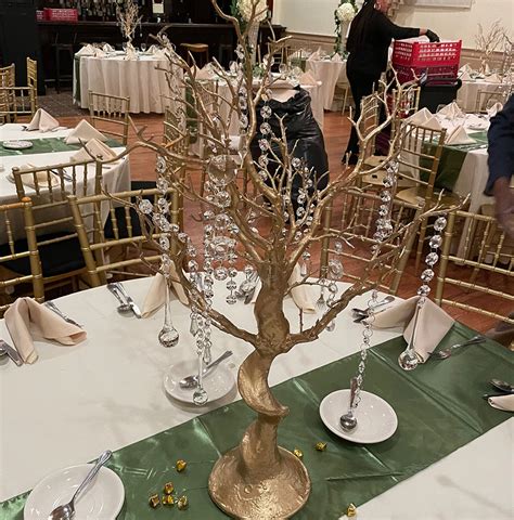 Gold Manzanita Centerpiece Wishing Tree With Hanging Crystals For Rent