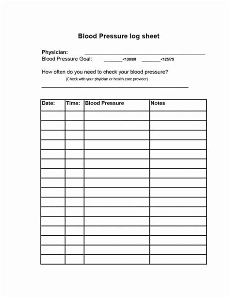 Free Printable Blood Pressure Log Sheets