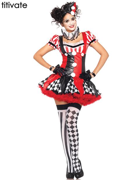 Titivate Adult Women Halloween Costume Clown Dress Girl Clown Suit