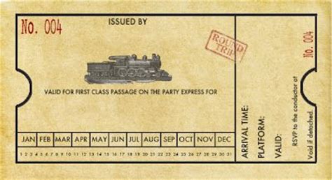 printable customizable train ticket invitation