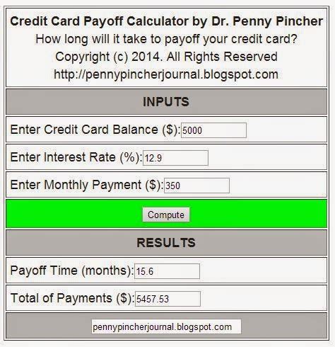 Credit card debts can be very costly. Penny Pincher Journal: Calculators