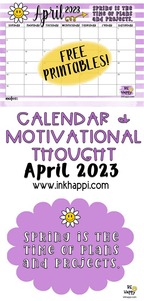 Spring Quotes And The April 2023 Calendar Inkhappi