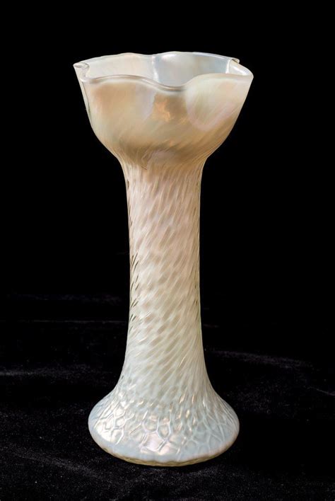 Antique Wilhelm Kralik Art Nouveau Opalescent Glass Mother Of Pearl Vase Code 0796 Art