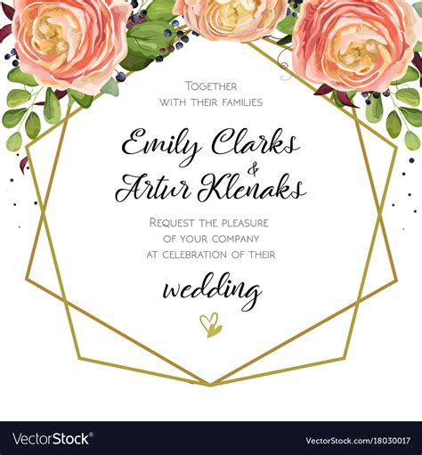Wedding Invitation Floral Invite Card Design With Vector Image