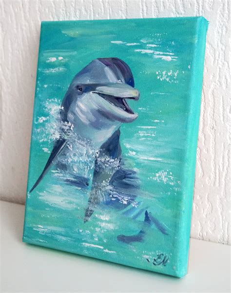 Dolphin Painting Oil Dolphin Ocean Original Art Animal Artwork Etsy