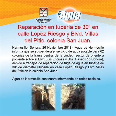 Agua De Hermosillo On Twitter Agua De Hermosillo Informa Que Habrá