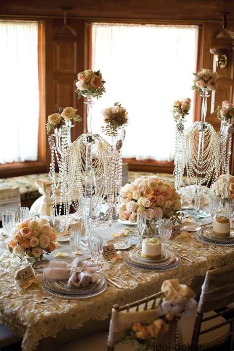 Elegant And Glamorous Blush Colored Wedding Reception Decor Idea