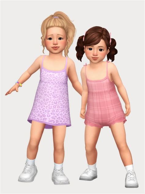 Summer Dress And Tied Romper Patreon 上的 Casteru Sims 4 Toddler Clothes