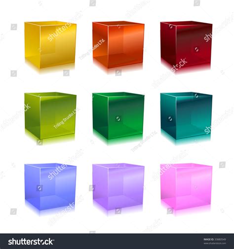 Vector Illustration Of Modern Glass Cubes In Different Colors
