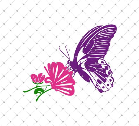 SVG Cut Files for Cricut and Silhouette - Butterfly with Flower SVG