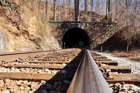 Train Tracks And Tunnel Stock Photo Image Of Landscape