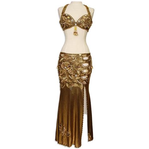 copper with gold sequin and jeweled fringe egyptian bra and skirt belly dance costume at belly