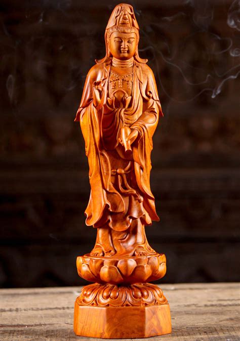 Sold Vietnamese Wood Standing Kwan Yin Statue 165 130vw24a Hindu