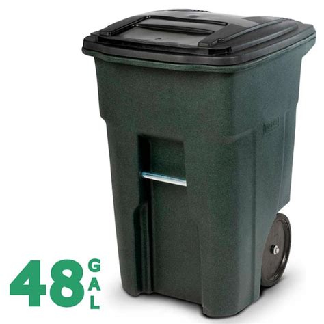 Toter 48 Gal Greenstone Outdoor Trash Can With Quiet Wheels And Lid